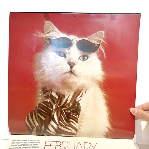 Vintage 1989 Calendar Pictures of Cats Dressed Up in Clothes Kitty Cute Kitten - Picture 7 of 16